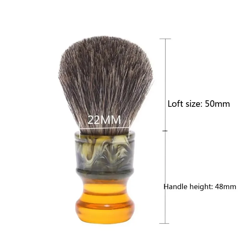 YAQI 22MM 100% Pure Badger Hair Resin Handle And Resin Razor Holder Stand For Men Portable Travel Paired Shaver