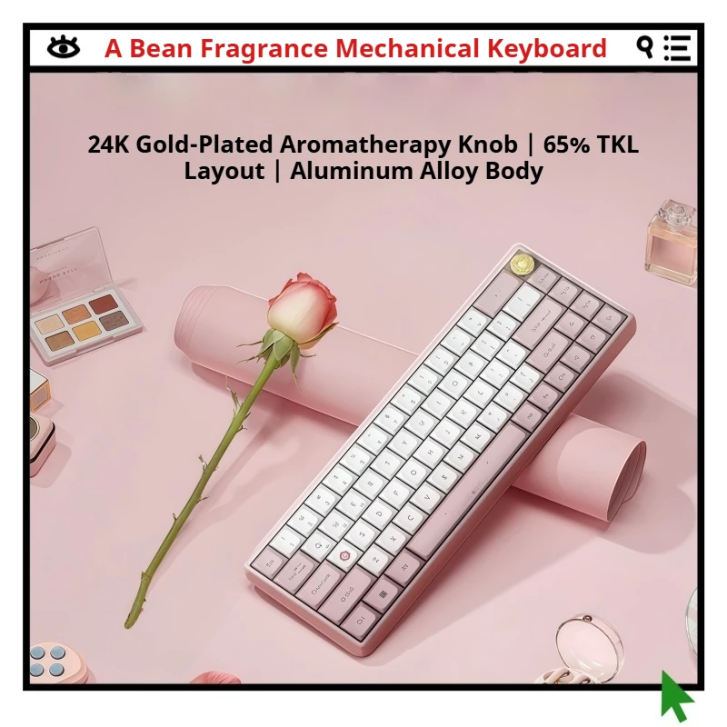 

Механическая клавиатура с ароматом A-Bean, беспроводная, двойной режим, 67-клавишная, полная клавиша, с возможностью горячей замены, длительный срок службы батареи, милые колпачки для клавиш из ПБТ