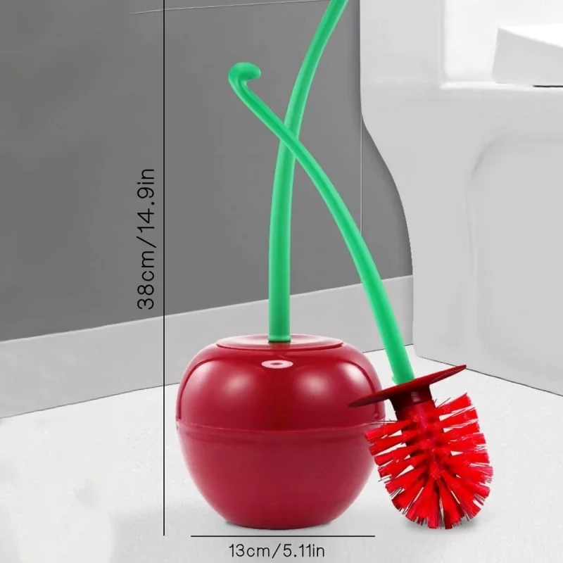 1pc Red Toilet Brush Creative Lovely Cherry Shape Lavatory Toilet Brush Holder Set Toilet Holder Bathroom Accessories