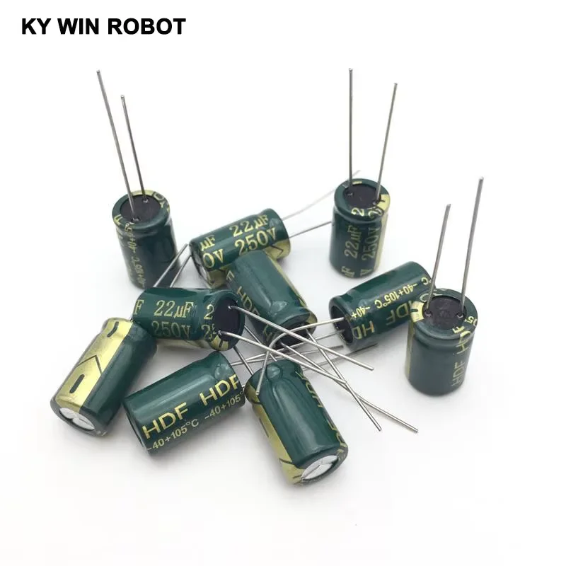 250V 22 فائق التوهج 10*17 10x17 مللي متر عالية التردد مقاومة منخفضة الألومنيوم مُكثَّف كهربائيًا 22 فائق التوهج 250 فولت #6