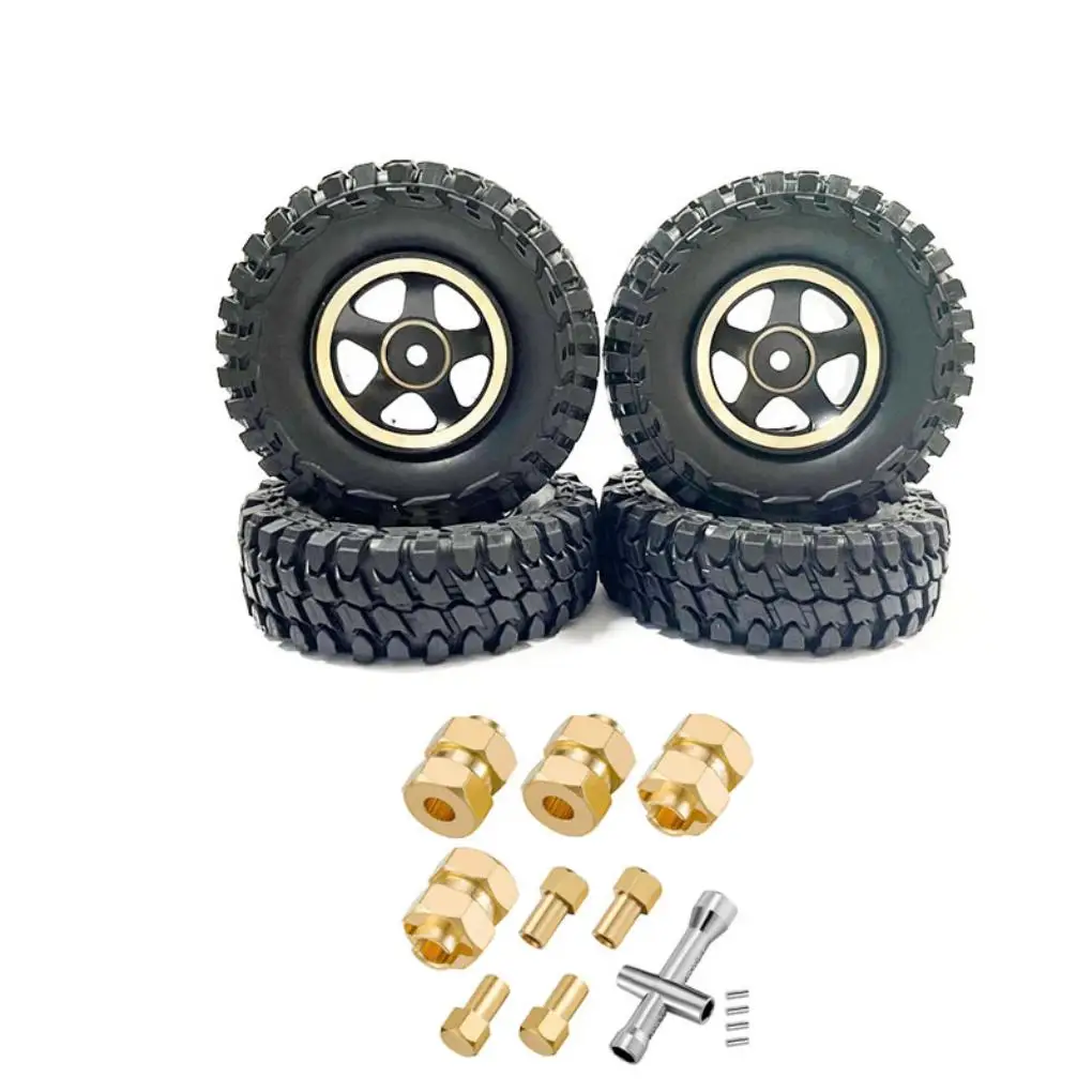 Plastic 1/24 Wheel Rims Tyre RC Upgrade Part 4pieces Wear-resistant Rc Wheel Rims Tyre For Axial SCX24 RC Car Part Golden