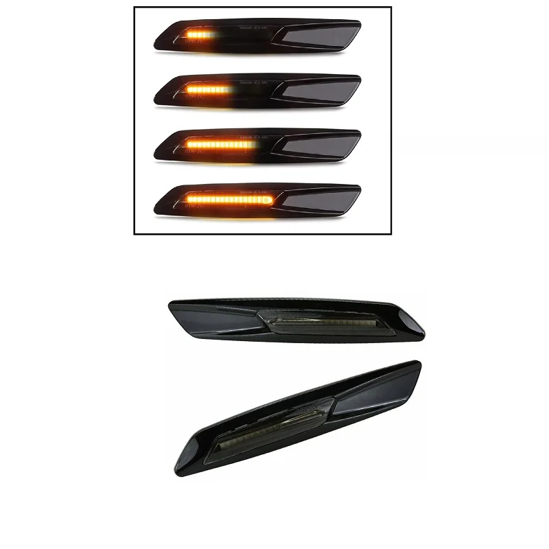 Dinâmico Amber LED Side Marker Lights, Turn Signal Lamp, BMW Série 3, Série 5, F30, E90, E91, E92, E93, E46, E60, E61, Estilo F10, 12V, PCes 2