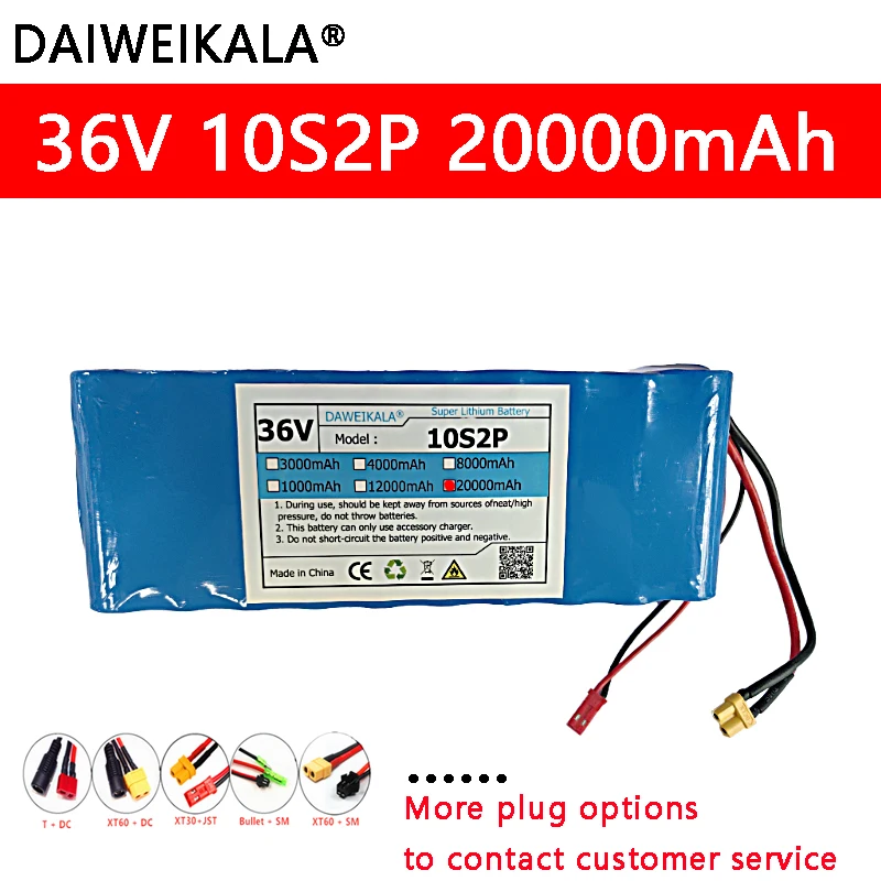 

36v 20000mAh 10S2P ebike battery high capacity 18650 Li-ion rechargesble battey pack for Bicycles, Scooters Electric Motorcycle