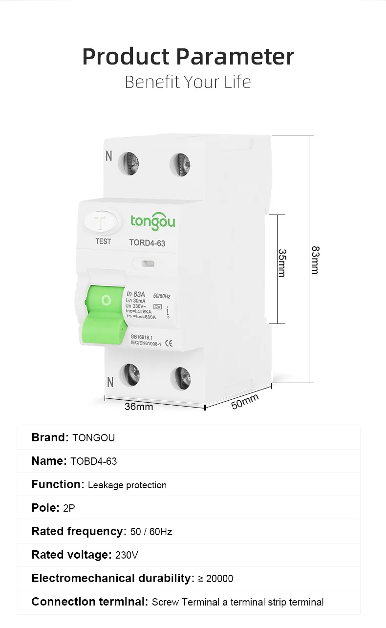 Disjoncteur Differentiel 40a 30ma Interrupteur Différentiel Type A E-Corner - 2P 16A 30mA - 230V Interrupteur Magnétique Type A 2P 16A