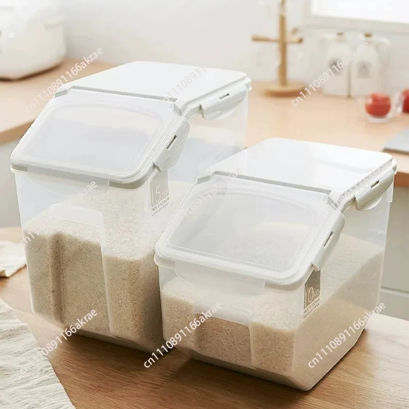 for 10/15kg Large Rice Tank Kitchen Grain Storage Box Sealed Moisture-proof Plastic Pet Food Storage Container Mildew  Bucket