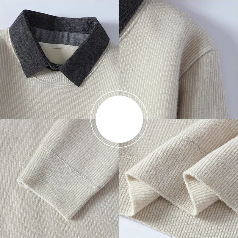 Men's Streetwear Autumn Fashion Sweater Male Pullover Casual Knit Men's Jumpers Spring Sweat-shirt Men Clothing Solid Color