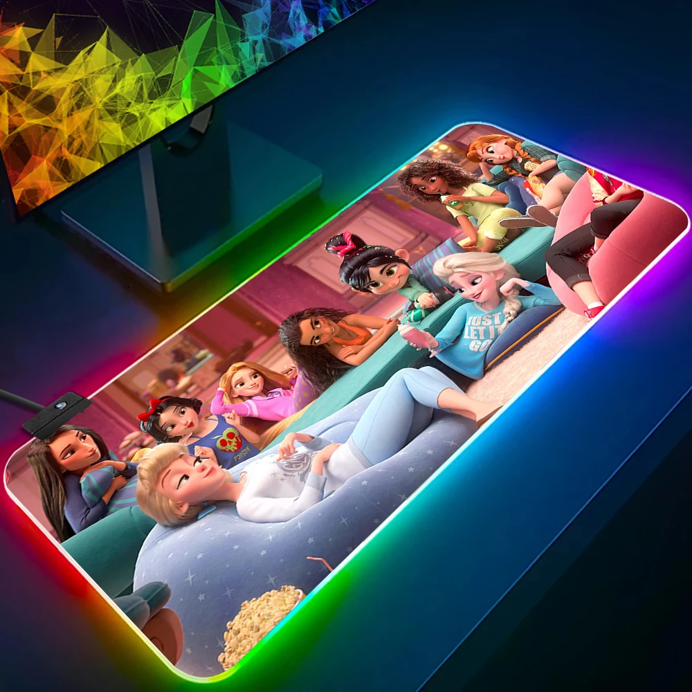 Wreck-It Ralph RGB PC Gamer Teclado Mouse Pad, LED incandescente Mouse Mats, Borracha Gaming Computer Mausepad