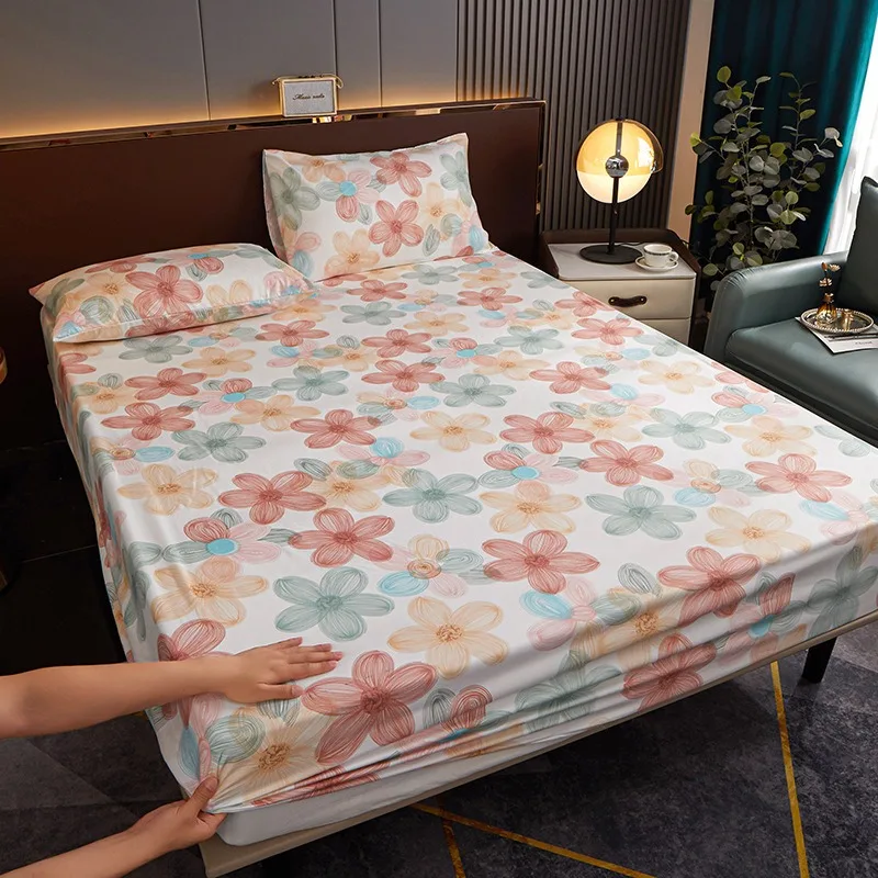 1 قطعة عالية الجودة المجهزة ورقة غطاء مرتبة سهلة الرعاية أسلوب بسيط واحد/الملكة/الملك غرفة نوم المنزل غطاء سرير غطاء مرتبة #3