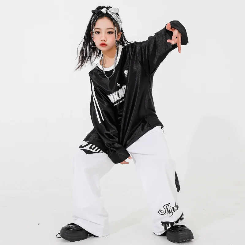 

Girls Streetwear Boys Hip Hop Contrast Sweatshirt Cargo Pants Kids Street Dance Sport Clothes Sets Children Jazz Cool Costumes