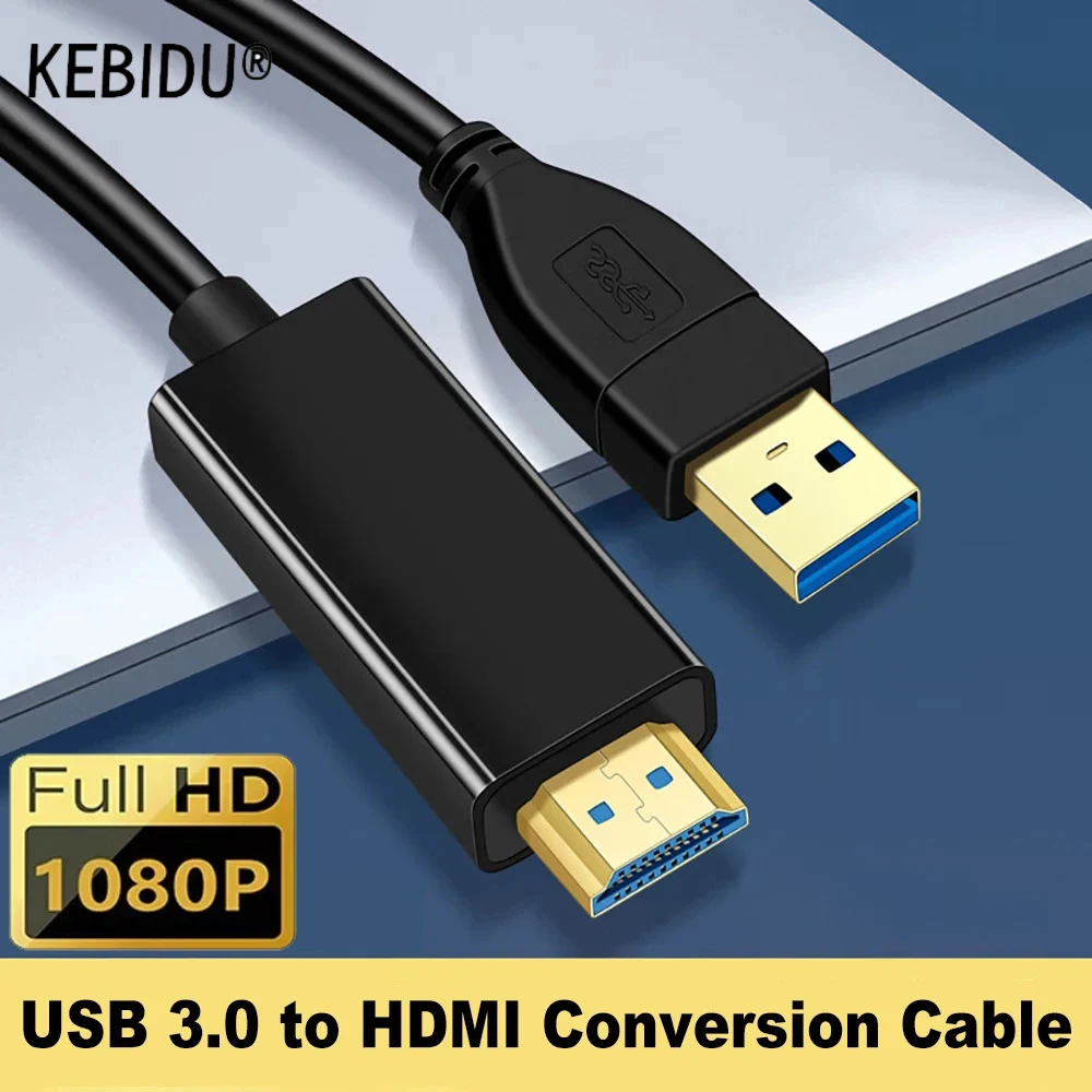 1.8M USB 3.0 To HDMI-compatible Cable 1080P HDMI-compatible Converter Projector Monitor Video Cord For Laptop PC Adapter