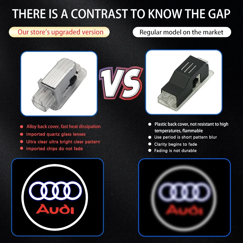 Led Car Accessorie For Audi S line A3 A4 A5 A6 B6 B7 B8 C5 C6 C7 A7 A8 Q3 Q5 Q7 TT Car Logo Laser Projector Welcome Door Lights view 2