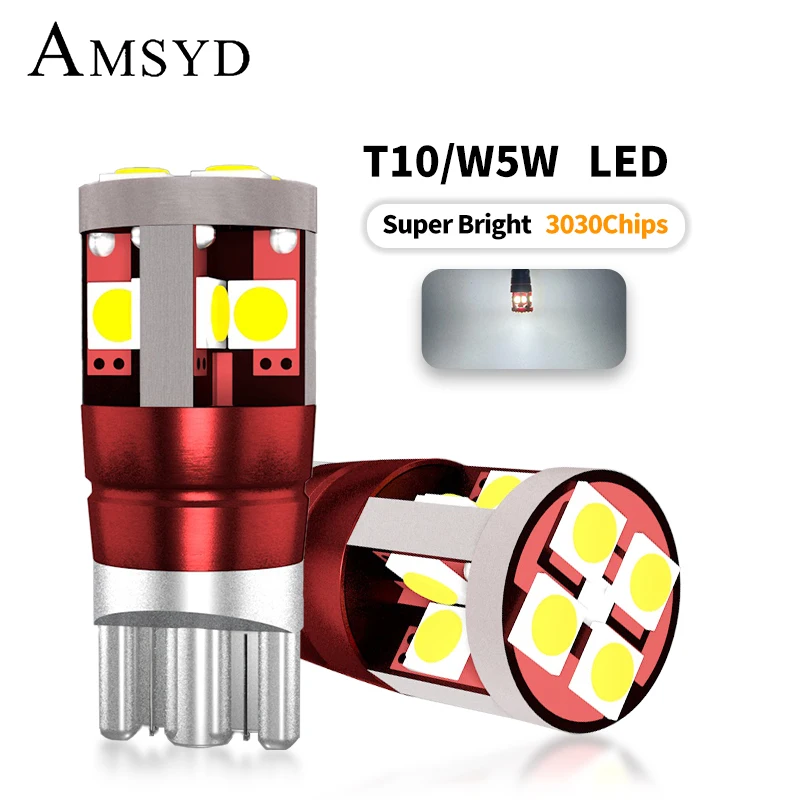 

2/4 шт., суперъяркие лампы T10 W5W 3030 12Smd для чтения