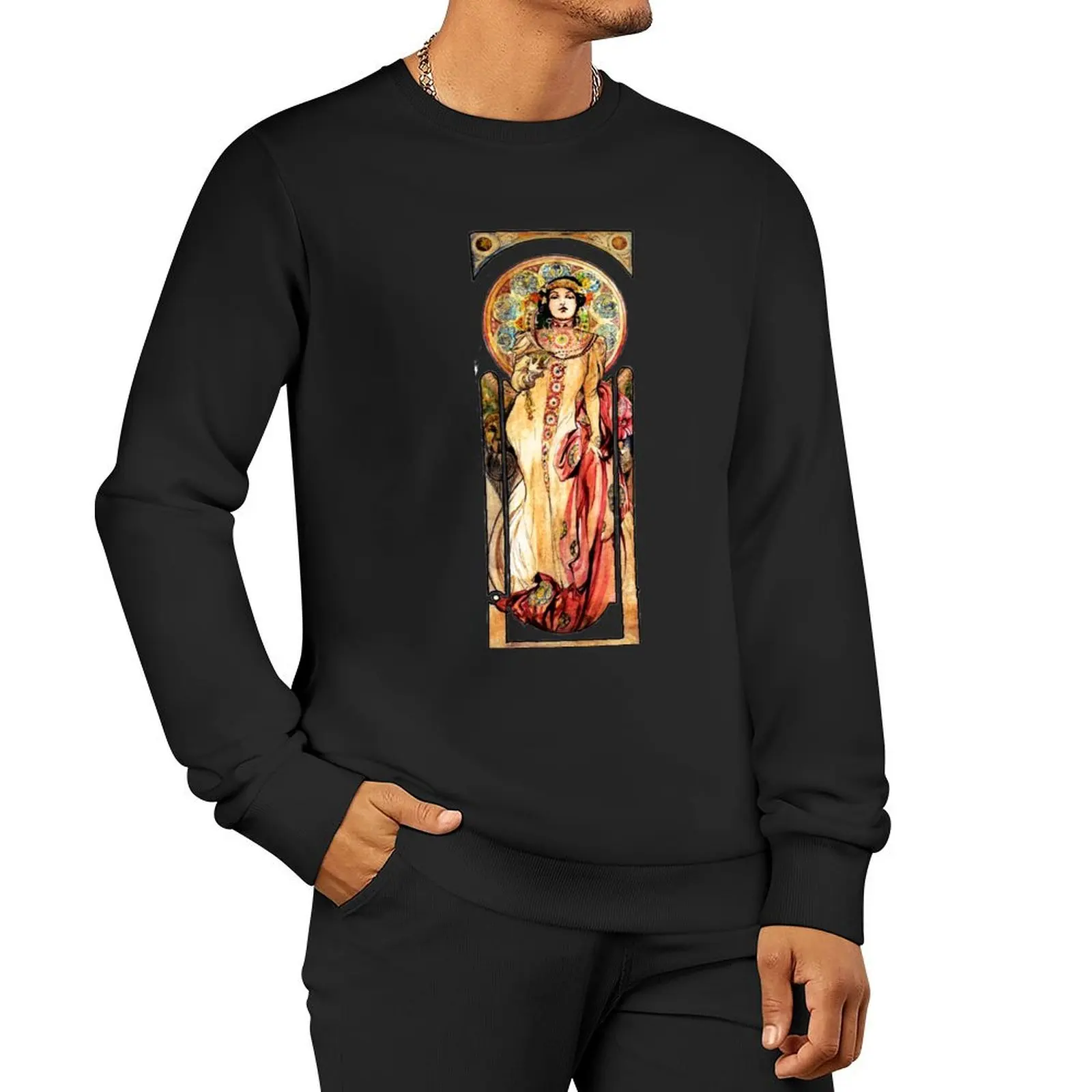 

Muscha Art Nouveau Pullover Hoodie korean clothes sweatshirts men