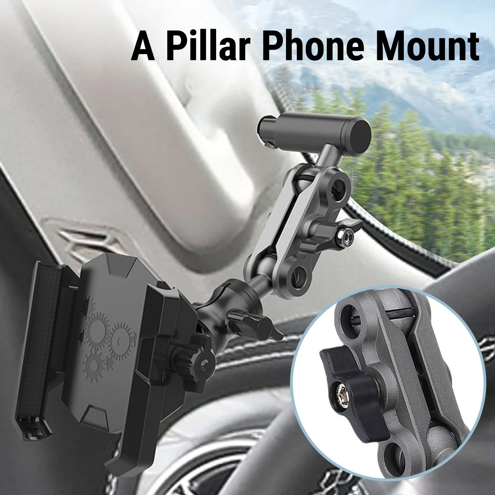 A Pillar Grab Handle Phone Mount Stable 360 Degree Rotating Car Cell Phone Holder for All Smartphones A Pillar Phone Clip Holder