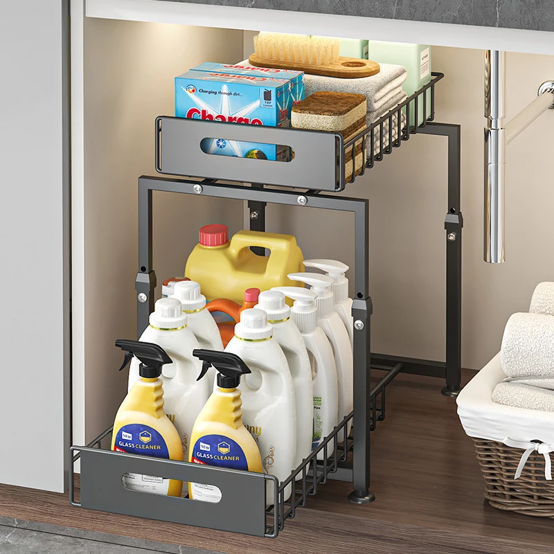 

Выдвижная металлическая полка для хранения на кухне