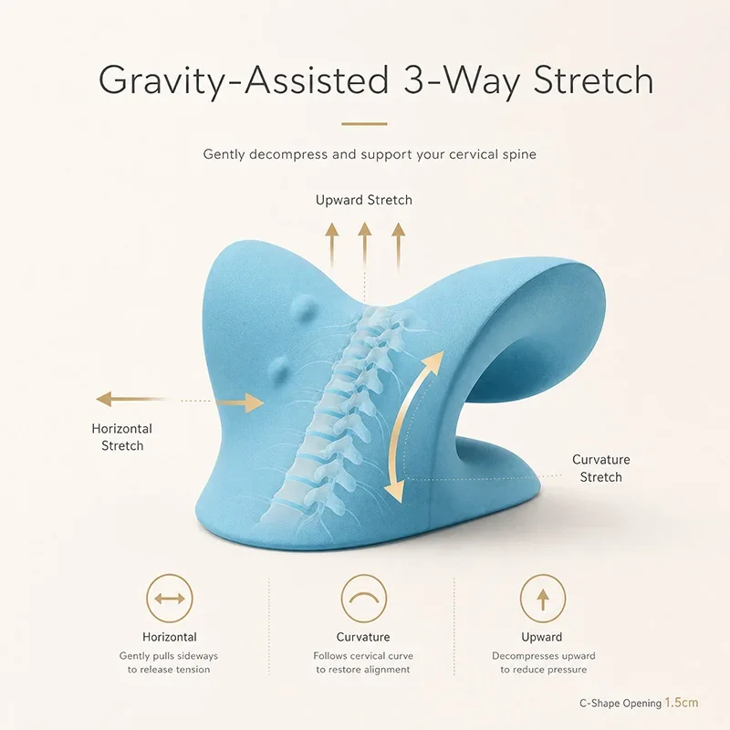 Neck Stretcher Shoulder Massage Cervical Spine Stretch Gravity Muscle Relaxation Traction Pillow Relieve Pain Spine Correction