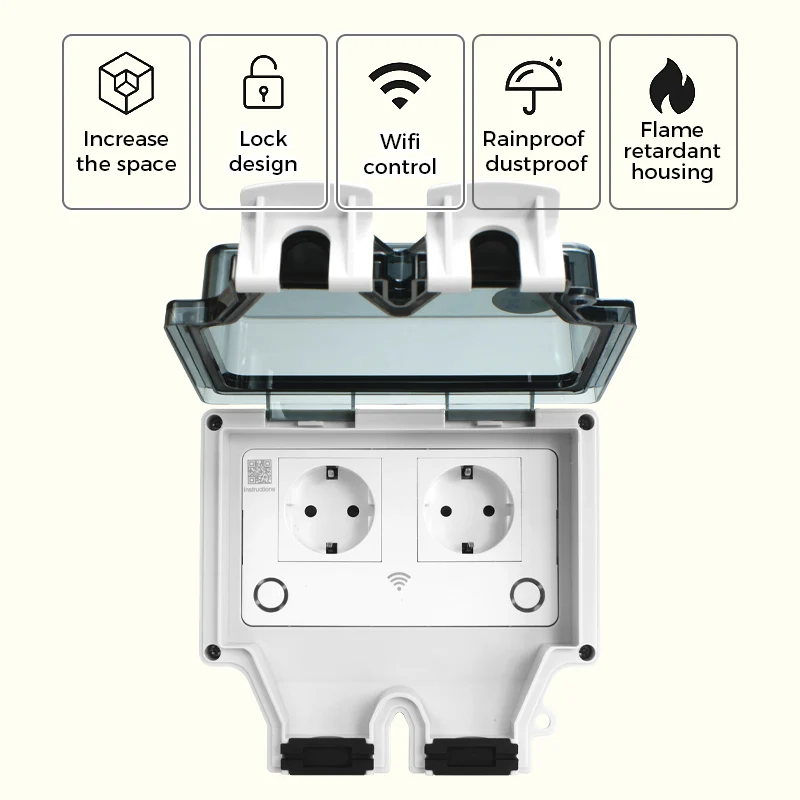 Imagem -02 - Avoir Ip66 Soquete Impermeável Europa Coréia Plug Tuya Smart Home Appliance Wifi Controle sem Fio Cozinha Outdoor Wall Power Outlet Tomada Inteligente Casa Inteligente Tomada Intelegente Wifi Tomadas Eletricas