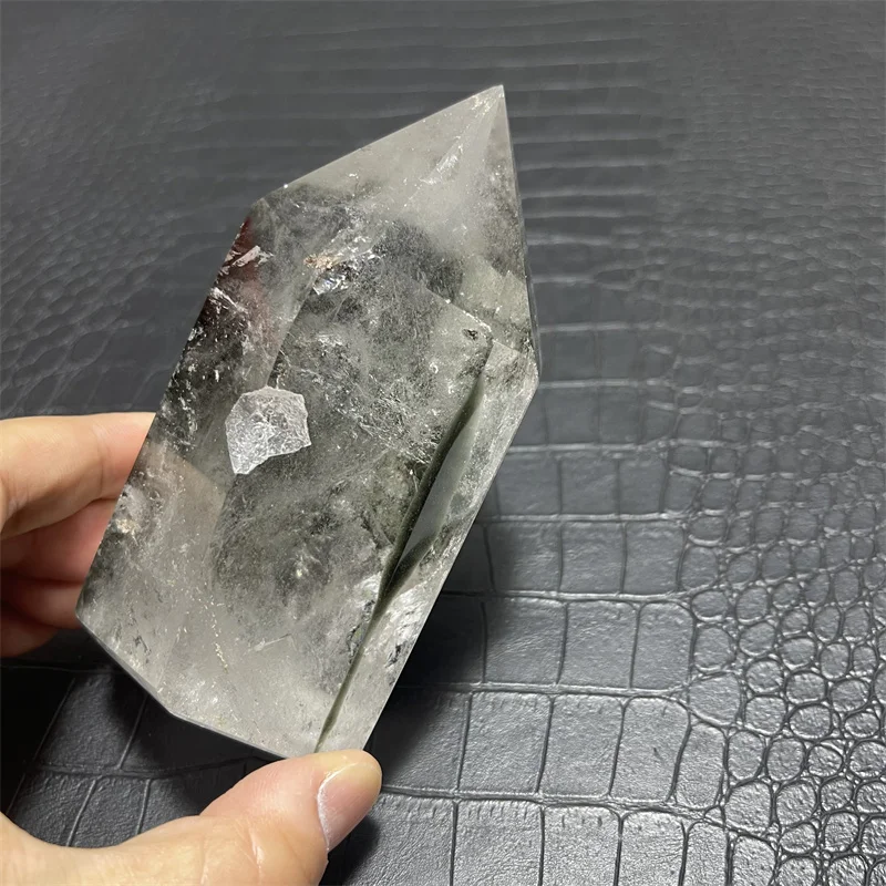 518g Natural Ghost Phantom Quartz Crystal Gem Specimen Hexagon Prism Tower Obelisk Spiritual Meditation Reiki Gift Stone