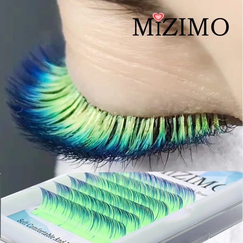 Blue purple two-color color grafted eyelashes handmade artificial mink personalized flowering eyelash extension tool