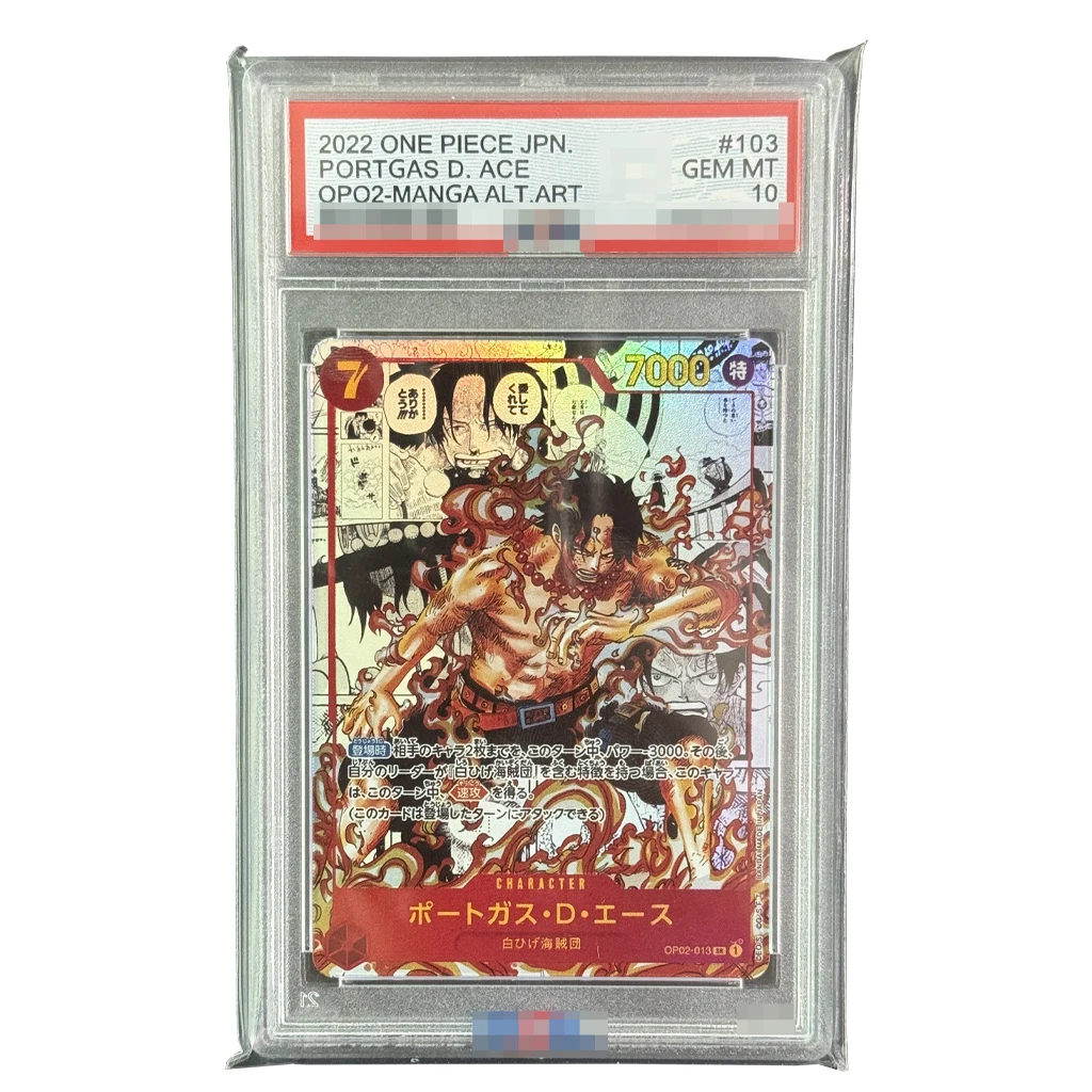 

Diy 2022, OP02-Manga Alt.art One Piece Ace Graded Cards Self Made Gem MT10, голографическая вспышка, коллекционные карты ACE OPCG