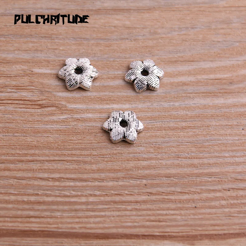 40pcs 10*10mm Antique color Bead Caps Charm Hollow Flower Pendants Jewelry Accessories DIY Receptacle Charms