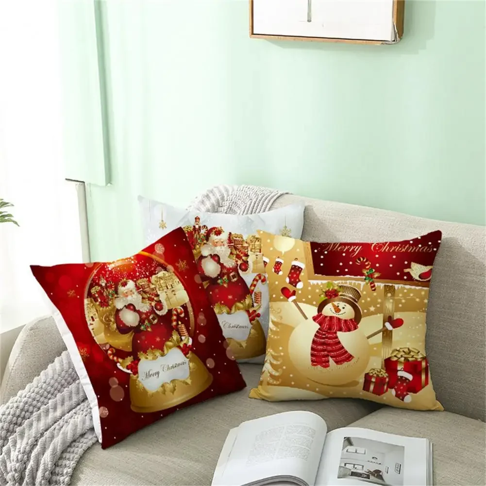 Home Decor Christmas Cartoon Pattern Upholstered Cover Polyester Practical Pillowcase Office Sofa 45X45CM funda de almohada