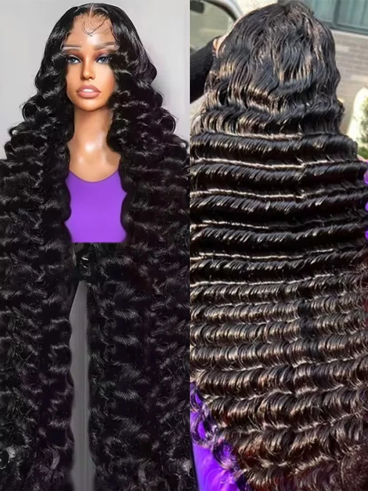 

30-40 дюймов, 13x6, HD, с эффектом свободной глубокой волны, парики из натуральных человеческих волос, бразильские, кудрявые, с эффектом водной волны, 13x4, парики с кружевной передней частью для женщин, 250%