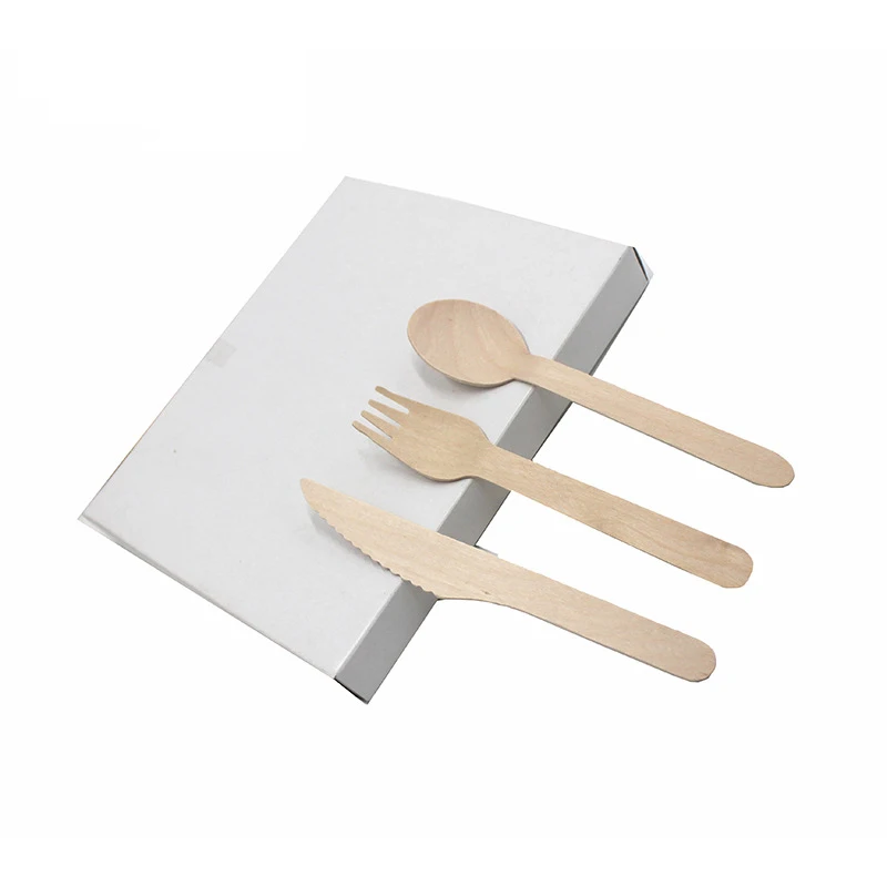 

Eco-friendly Biodegradable Disposable Wooden Coffee Spoon Knife Fork Birch Wood Cutlery Set Custom Package For Restaurant Party