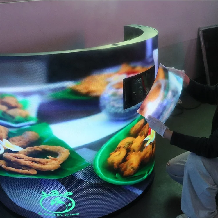 Indoor Flexible LED Screen Curved P1.86 Soft  Exhibition Trade Show Cylindrical Column Video Wall Flexible LED  Display Screen
