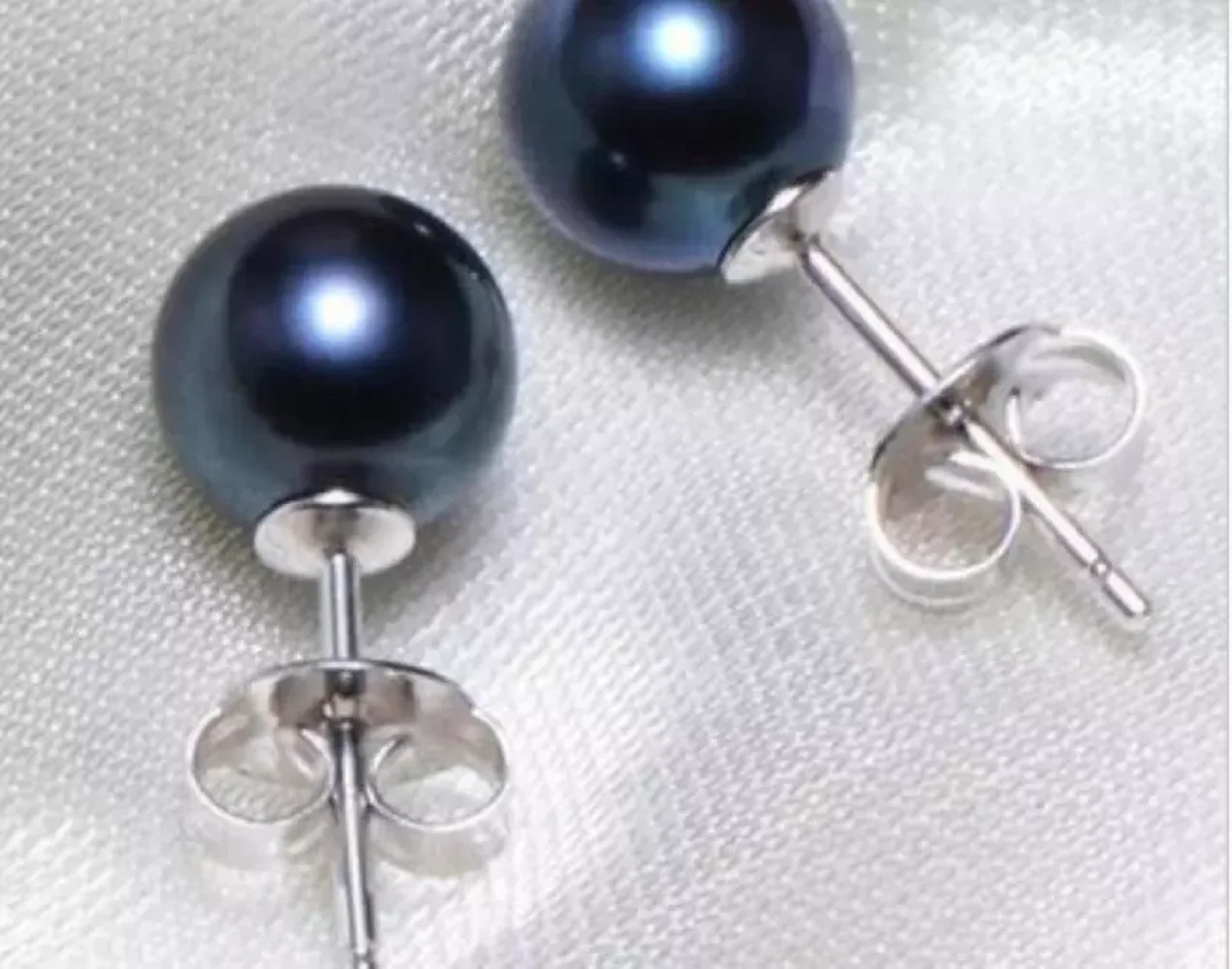 Gorgeous AAA 6-7mm True Natural Tahitian Black Round Pearl Earrings 14k Gold  7-8mm 8-9mm 9-10mm