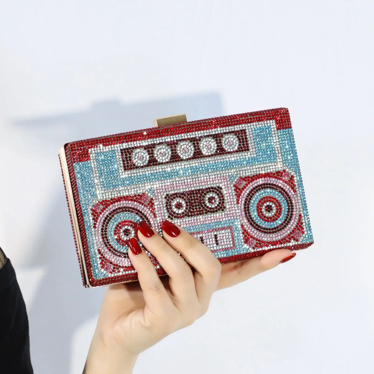 

Good Luck Babe Crystal music Audio tape purse bag birthday Party accessory Crystal Clutch bag