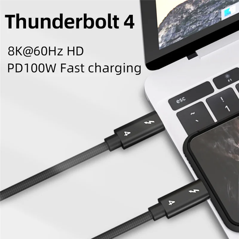 Thunderbolt 4 Cable USB C 8K 60Hz Certified 40Gbps Fast Speed PD100W for Macbook Pro Acer USB 4 C422