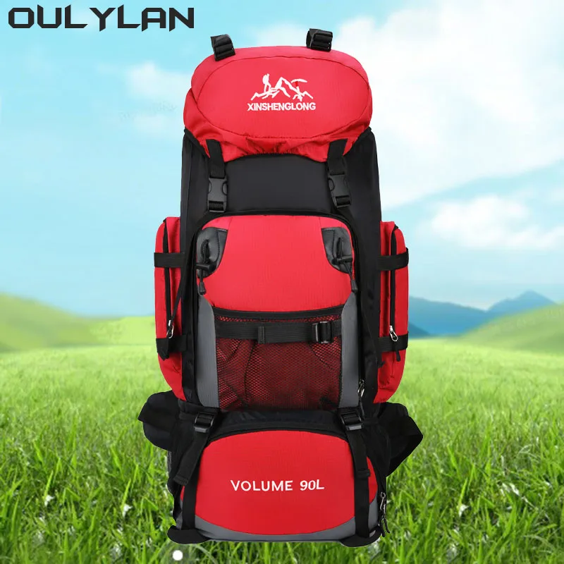 

OULYLAN Men Large Capacity Outdoor Waterproof Backpacks Travel Luggage Bag High-Capacity 90L Waterproof Cycling Camouflage