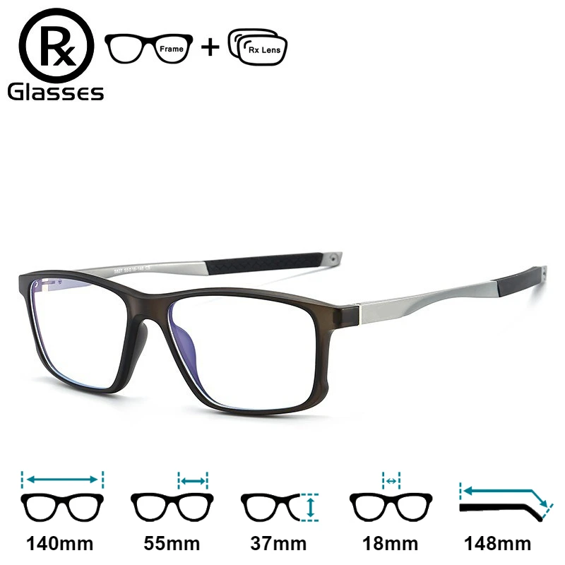 

RX Glasses Men (XL Size) Prescription Eyeglasses Square Progressive Optical Glasses Anti Blue Light Myopia Hyperopia Eyewear