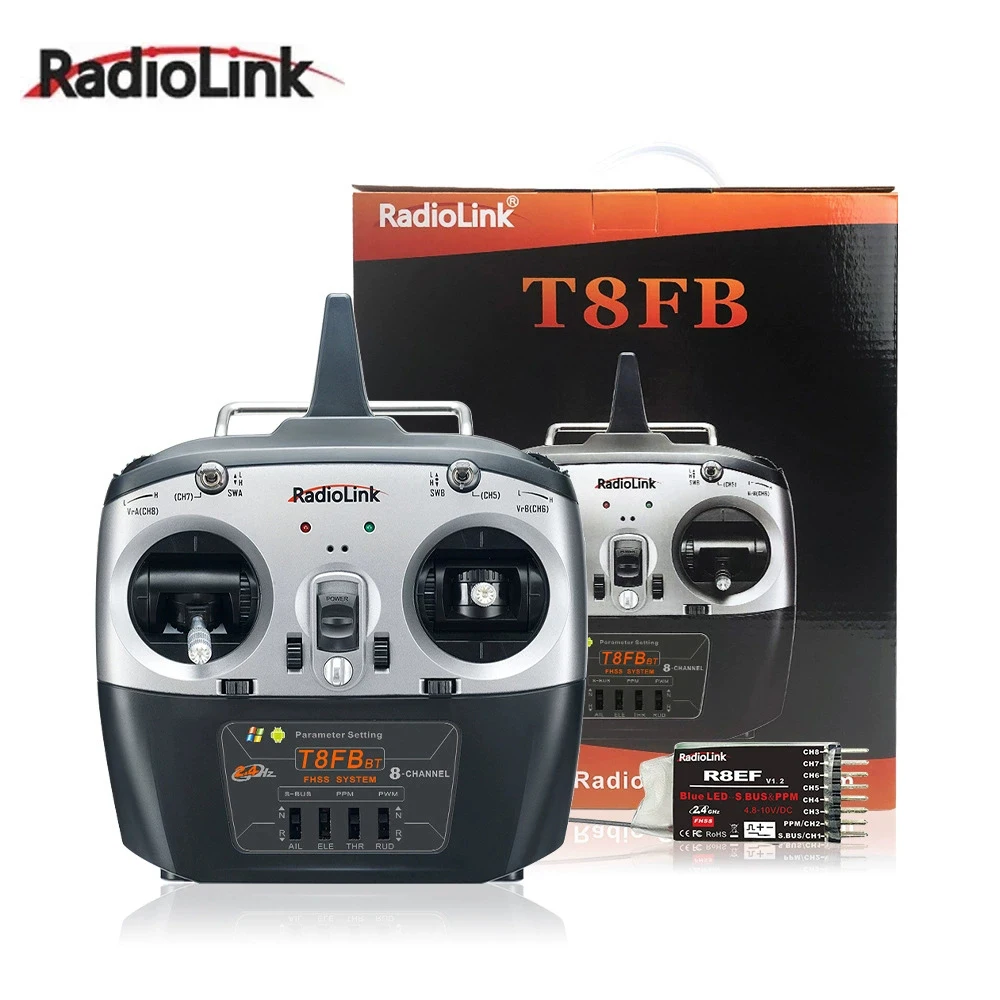 

Radiolink T8FB 2.4G 8 Channel Radio Controller Transmitter with R8EF/ R8FM Receiver for RC FPV Fixed Wing Airplane Drone