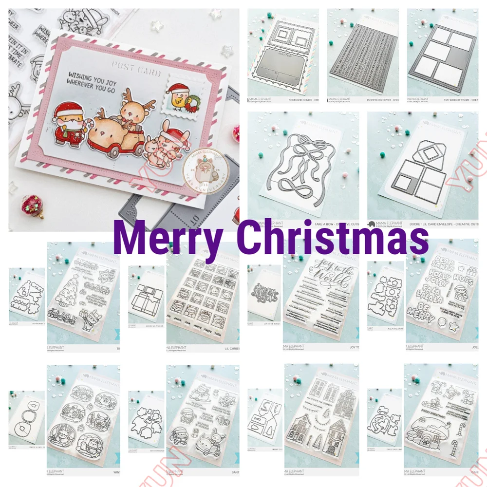 

2025 New Merry Christmas Bow Creative Cuts Steel Dies A Little Wish Joy to the World Santa's Stamps Dies DIY Scrapbook Card Gift