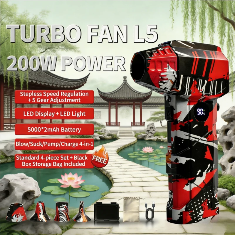 

ProPower L5 150000 об/мин турбореактивный вентилятор воздуходувка Type-C перезаряжаемая ручная сухая вентилятор многосценный инструмент для удаления пыли