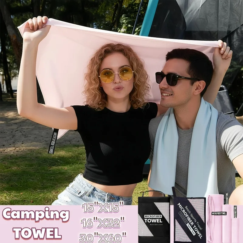 3 PCS Fast-Drying Microfiber Compact Sandproof Towel Ultra-Light  Beach Swim Yoga Gym Travel Sports Necessities