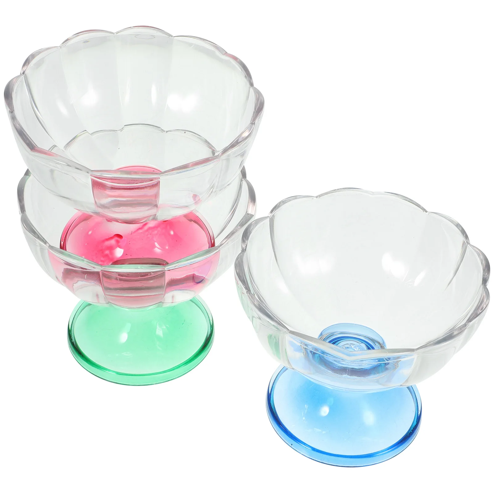 

3pcs Ice Cream Cup Footed Dessert Bowl Clear Plastic As Material For Pudding Yogurt Serving Home Party Bar Ktv Use