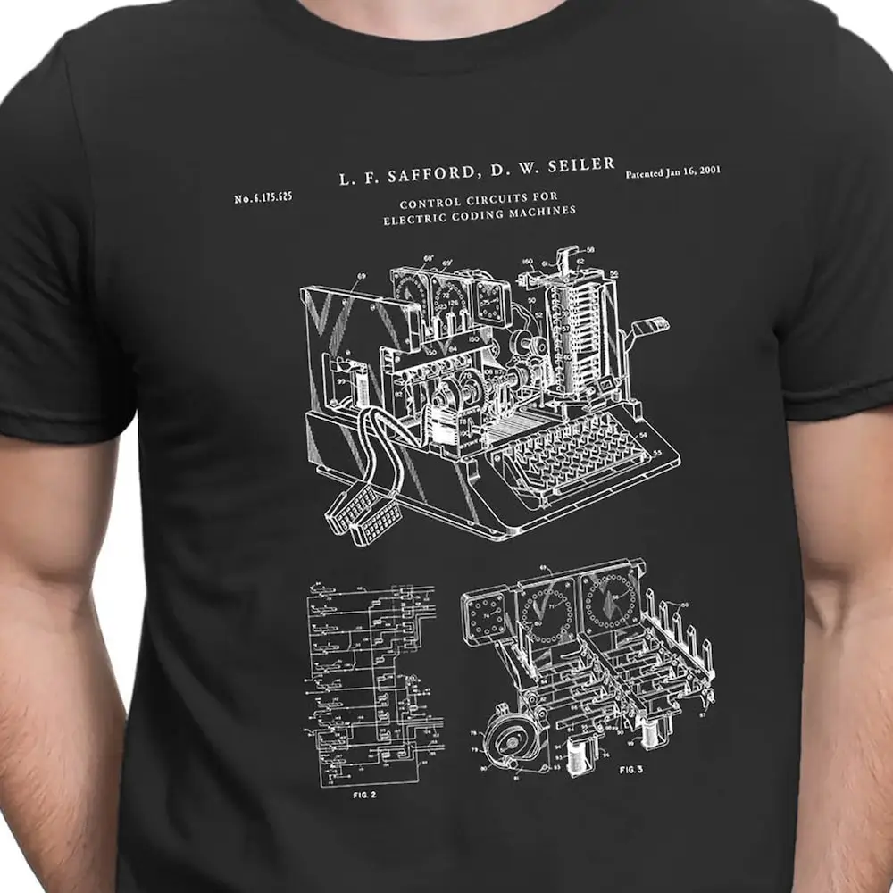 T Shirt Ww2 Encryption Machine Patent Print Art 1944 Cypher Enigma Sigaba Pt402