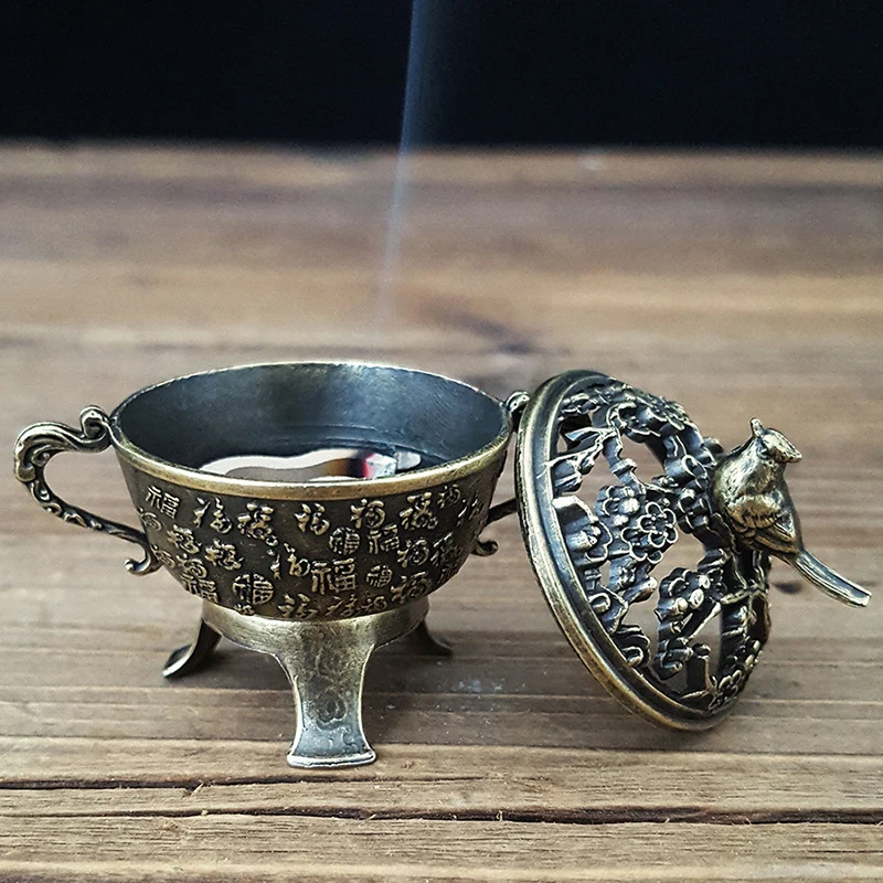 Creative Metal Magpie Auspicious Incense Burner Square Vertical Lotus Indoor Aromatherapy Home Desktop Accessories