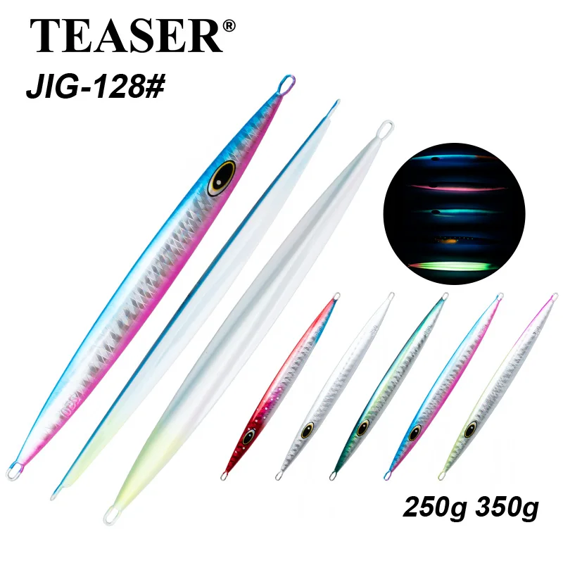 TEASER J128 500g 600g 700g big game hard fishing metal jigging lure deep sea jigbait luminous sinking fishing metal jig lure