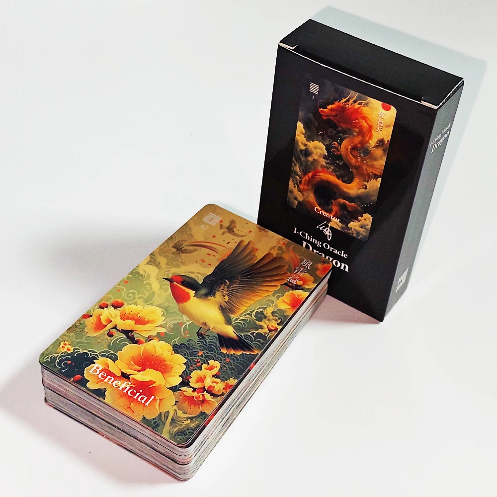 I-Ching Oracle Dragon Deck: 10,3*6 cm, 64 cartas de adivinación con hexagramas tradicionales y arte animal místico – Sabiduría ancestral