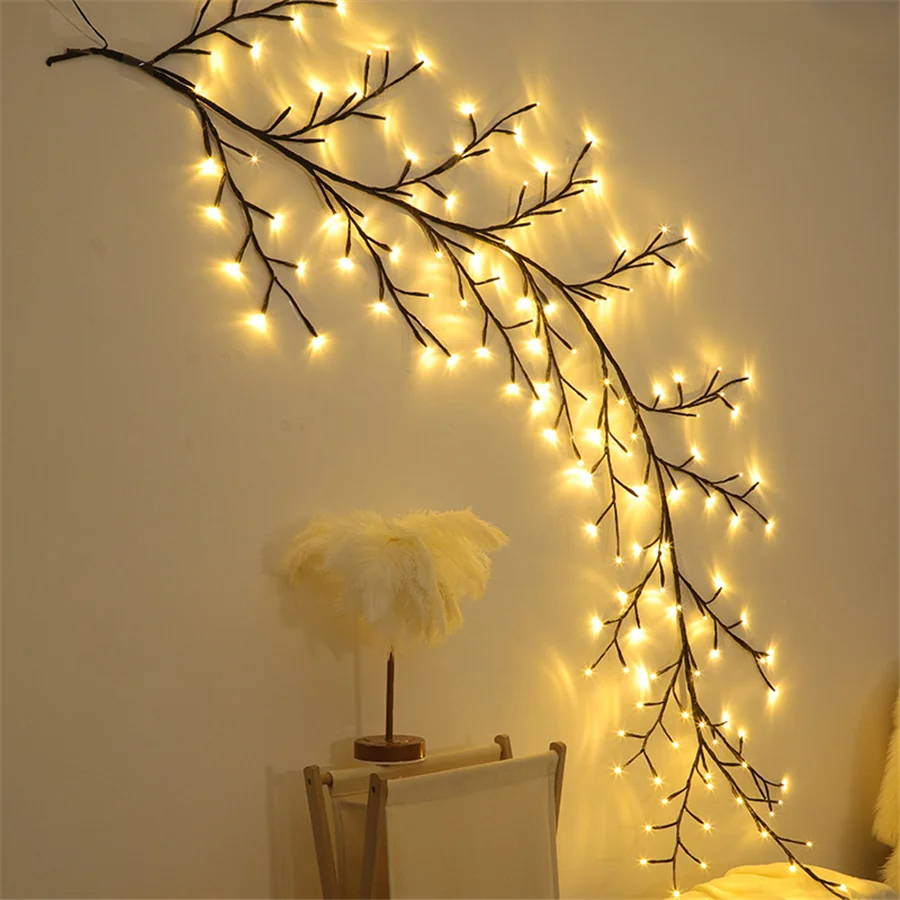 PAMNNY LED Christmas Fairy Garland String Lights Waterproof Flexible DIY Willow Vine Lights for Party Wedding Wall Indoor Decor