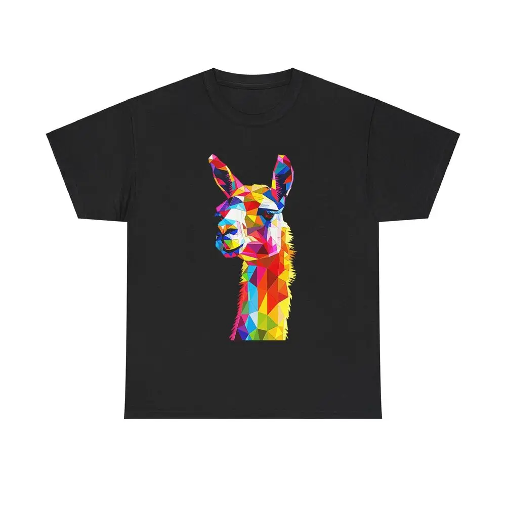 CUTE COLORFUL GEOMETRIC ORIGAMI FARM LLAMA ANIMAL ART GRAPHIC PET TEE TSHIRT For Men Clothing Women Tees Y2K Tops Unisex Summer