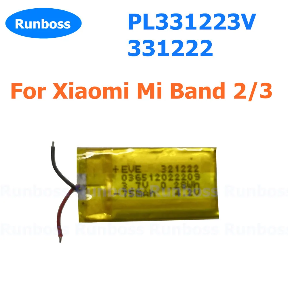 1-2pcs New 3.8V 70mAh PL331223V 321222 Replacement Battery For Xiaomi Mi Band 2 3 Band2 GPS Mountaineering Running Watch 2 Wire