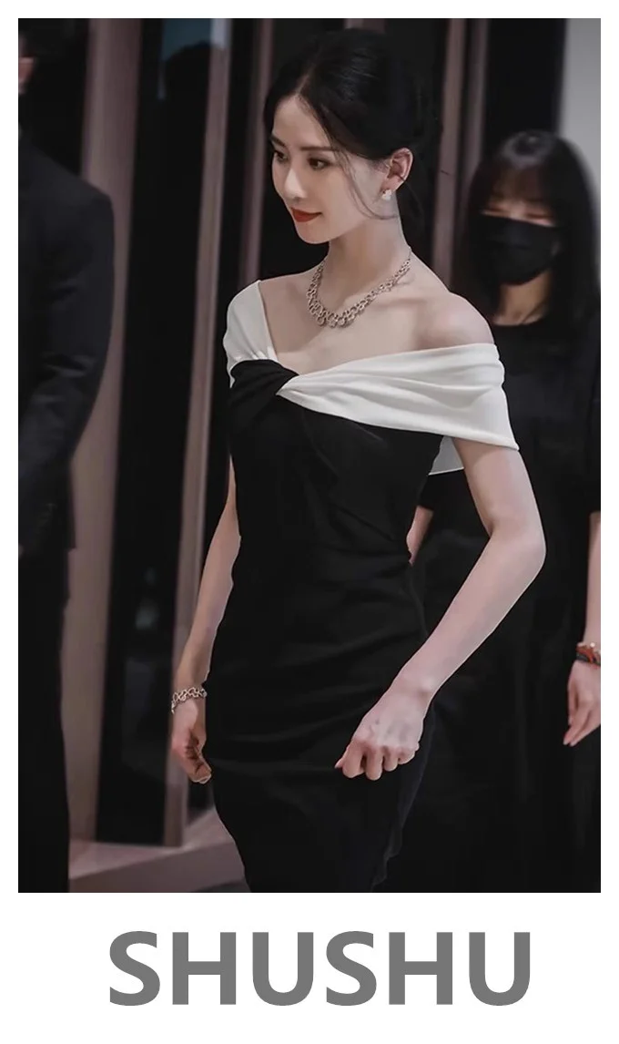 

Элегантное вечернее платье с открытыми плечами, простое, но длинное, с юбкой А-силуэта, сексуальное, для банкетов, свадеб, выступлений