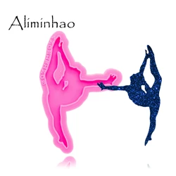 Dy0385 brilhante ginasta molde moldes de silicone diy dança menina resina cola epoxy chaveiros molde para jóias chaveiro pingente decoração