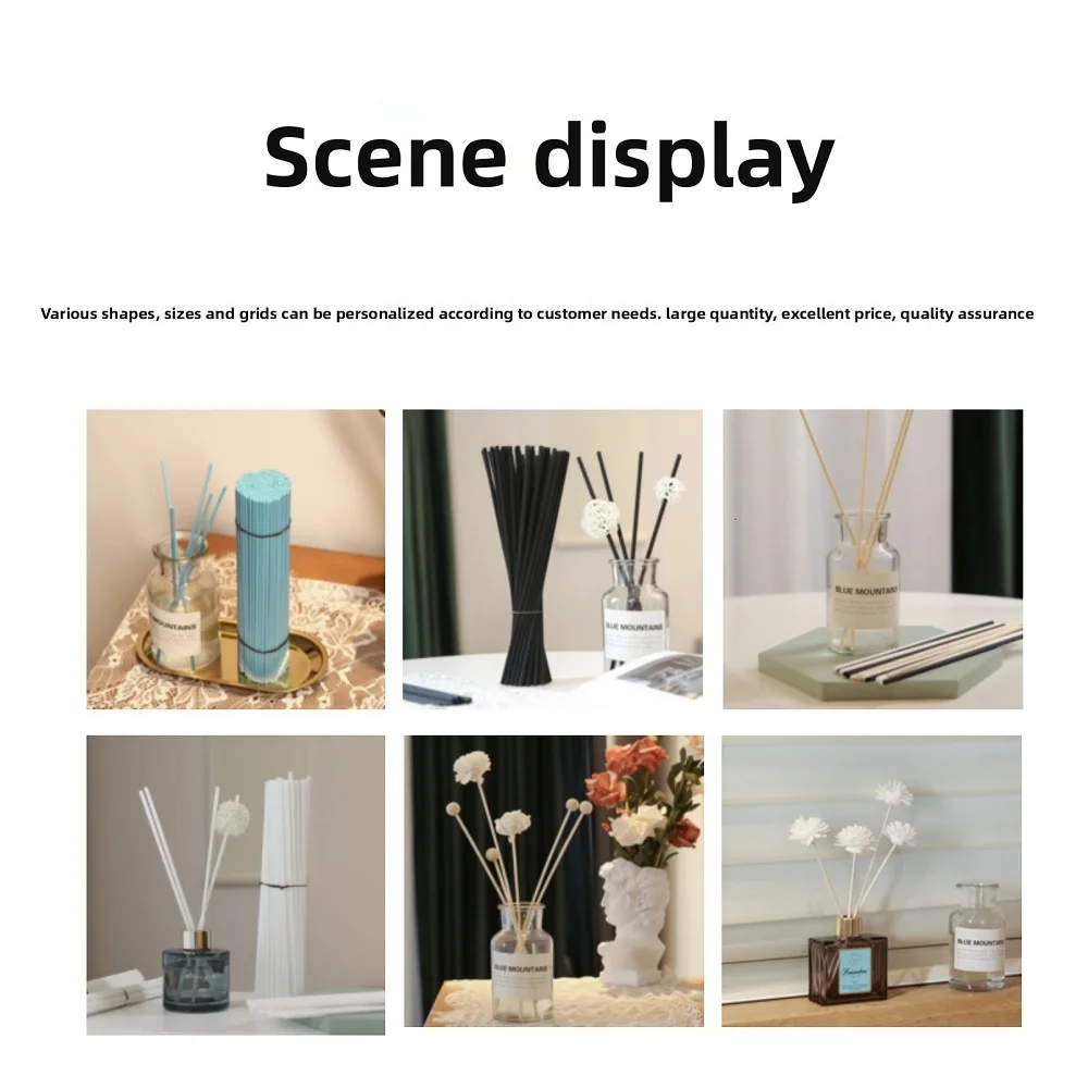 50 Pcs/Pack 3mm*20cm Diffuser Sticks , Fragrance Refill Black Fibre Reed Thick Diffuser Sticks for Diffuser Oils