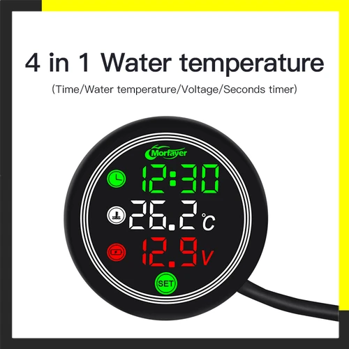 Imagen 1 del producto Panel digital para motocicleta, reloj de temperatura universal, Mini termómetro de pantalla completa, medidor de pantalla táctil 4 en 1